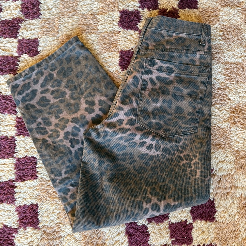Topshop Leopard High Waist Jeans, sz 28